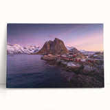 Stretched canvas artwork showcasing a serene village landscape with vibrant colors, perfect for home decor. The design features detailed trees and a tranquil sky, adding a charming touch to any living space.