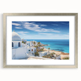 Framed wall art collection showcasing serene landscapes and charming villages, featuring a silver mat and front view, perfect for home decor.