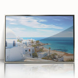 Framed acrylic wall art showcasing a picturesque village landscape design with silver accents, perfect for enhancing modern home décor. Ideal for art enthusiasts and interior designers looking to elevate their space.