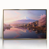 Framed acrylic wall art showcasing a vibrant landscape and village design with a gold frame, perfect for home decor. Ideal for adding elegance to any room.