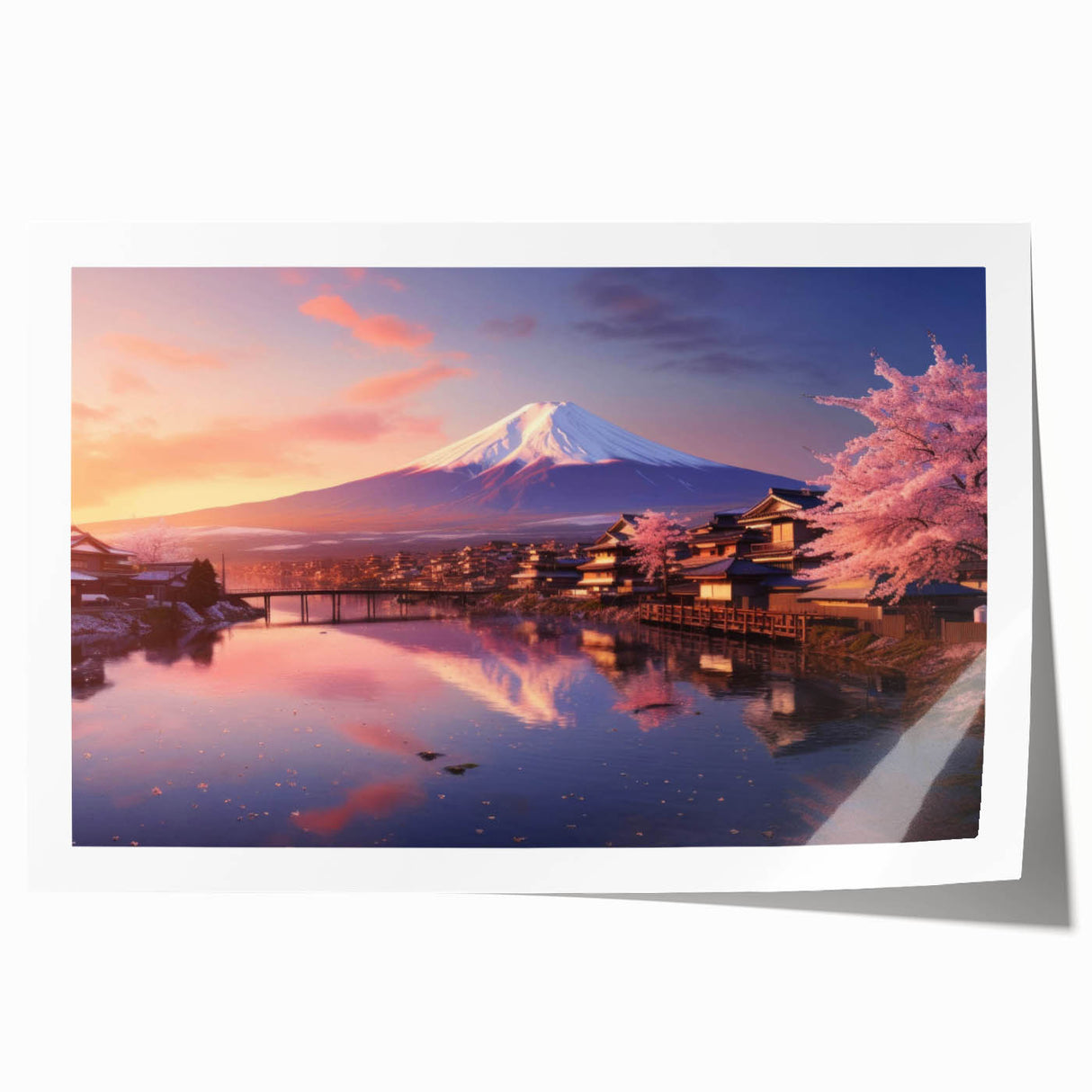 Rolled canvas print showcasing a vibrant landscape village design, featuring lush greenery and colorful houses, ideal for home decor enthusiasts.