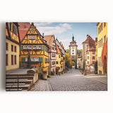 Stretched canvas wall art showcasing a vibrant landscape design with colorful villages and lush greenery, ideal for home decor, enhancing artistic ambiance.