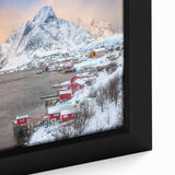 Framed canvas wall art showcasing a vibrant landscape village design with rich colors and intricate details, perfect for home decor enhancement.