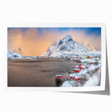 Rolled print showcasing a vibrant landscape village design with lush greenery and colorful houses, ideal for home decor, packaged securely in a protective tube.