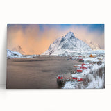 Stretched canvas wall art depicting a serene village landscape, showcasing vibrant colors and intricate details, perfect for home decor or art enthusiasts.