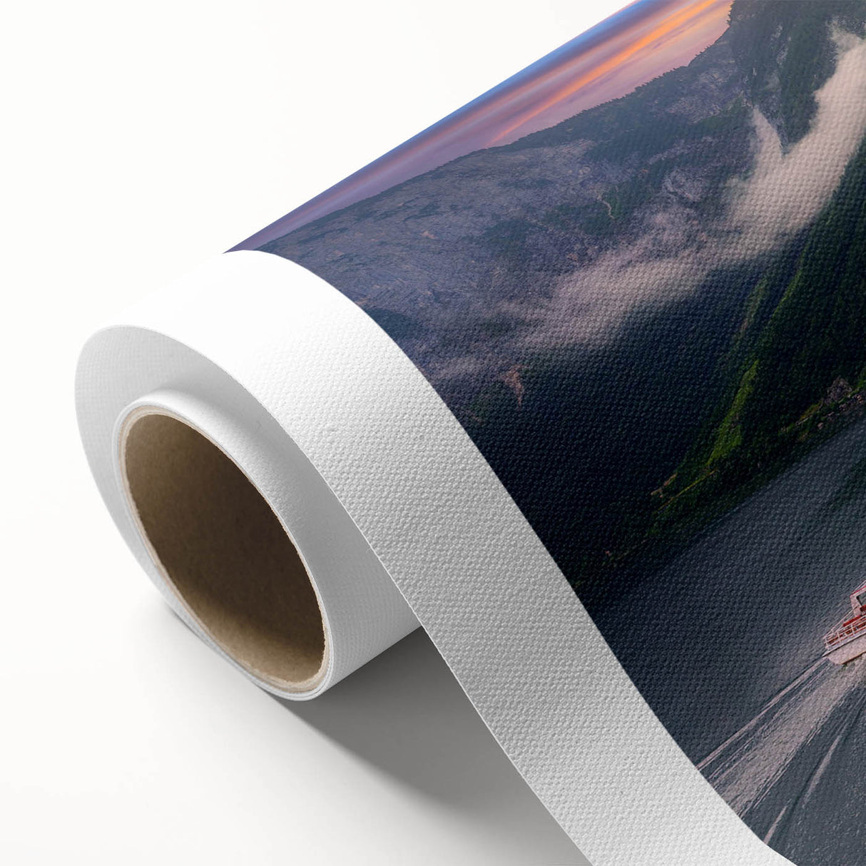 Rolled canvas showcasing a vibrant village landscape design with rich colors and intricate details, ideal for home decor and art enthusiasts. Perfectly packaged for safe delivery.