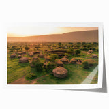 Rolled print showcasing a serene landscape with quaint village scenes, featuring soft pastel colors and intricate details, perfect for home decor enhancement.