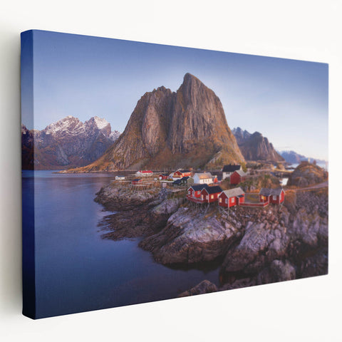 Stretched canvas wall art showcasing a vibrant landscape village design with rich colors and intricate details, ideal for enhancing modern home decor.