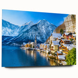 Acrylic glass wall art showcasing a serene landscape village design, featuring vibrant colors and intricate details, perfect for home decor or office settings.