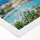 Rolled canvas art depicting a serene village landscape, showcasing vibrant colors and intricate details, perfect for home decor and artistic expression.