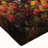 Close-up of a stretched canvas wall art piece showcasing a vibrant landscape village design, featuring rich colors and intricate details, ideal for home decor.