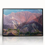 Framed acrylic wall art collection showcasing a vibrant landscape of charming villages, featuring a black frame and a captivating front view, perfect for home decor.