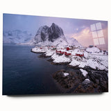 Colorful acrylic wall art collection showcasing a vibrant village landscape design, viewed from the side, featuring intricate details and a glass finish. Perfect for home decor.