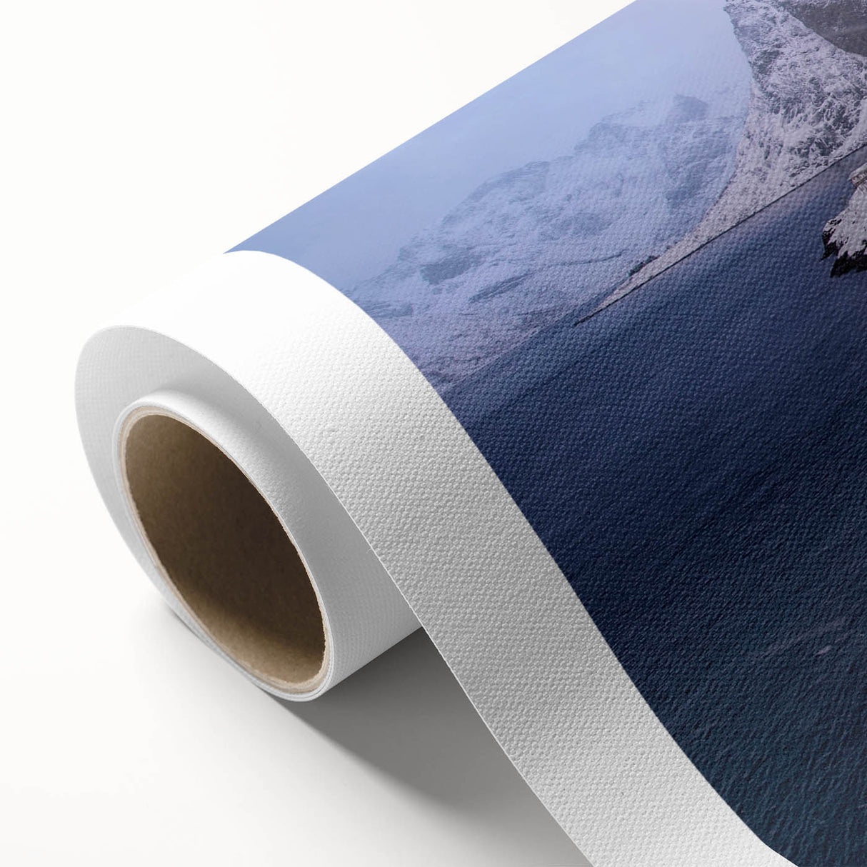 Rolled canvas showcasing a vibrant village landscape design with rich colors and intricate details, perfect for home decor. Packaged securely in a durable cardboard tube for safe delivery.