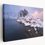 Stretched canvas wall art showcasing a vibrant village landscape design, featuring rich colors and intricate details, perfect for home decor enhancement.