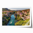 Rolled print showcasing a vibrant landscape village scene with rich colors and intricate details, ideal for home decor and artistic display. Perfect for adding warmth to any space.