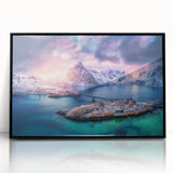 Framed acrylic wall art showcasing a serene village landscape design, featuring vibrant colors and intricate details, ideal for home decor enhancement.