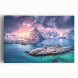 Stretched canvas wall art showcasing a serene village landscape with vibrant colors, perfect for home decor. Ideal for adding a touch of tranquility to any space.