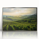 Framed acrylic wall art showcasing a stunning vineyard landscape design, featuring vibrant colors and intricate details, perfect for enhancing home decor.