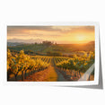 Vibrant vineyard landscape wall art print showcasing lush grapevines under a clear blue sky, rolled and ready for framing, perfect for home decor enthusiasts.