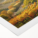 Vibrant rolled canvas artwork depicting a picturesque vineyard landscape, showcasing lush vines and rolling hills, perfect for enhancing home decor.