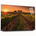 Acrylic glass wall art featuring a vibrant vineyard landscape design, showcasing lush green vines and rolling hills, perfect for adding elegance to any living space.