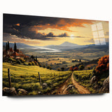 Acrylic glass wall art collection showcasing a vibrant vineyard landscape design in a side view, emphasizing rich colors and intricate details, perfect for home decor.