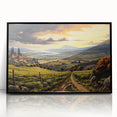 Framed acrylic wall art featuring a scenic vineyard landscape design, showcasing vibrant green grapevines against a clear blue sky, ideal for home décor.