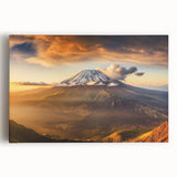 Stretched canvas wall art showcasing a vibrant volcano landscape design, featuring bold colors and dramatic geological formations, perfect for home decor enthusiasts.