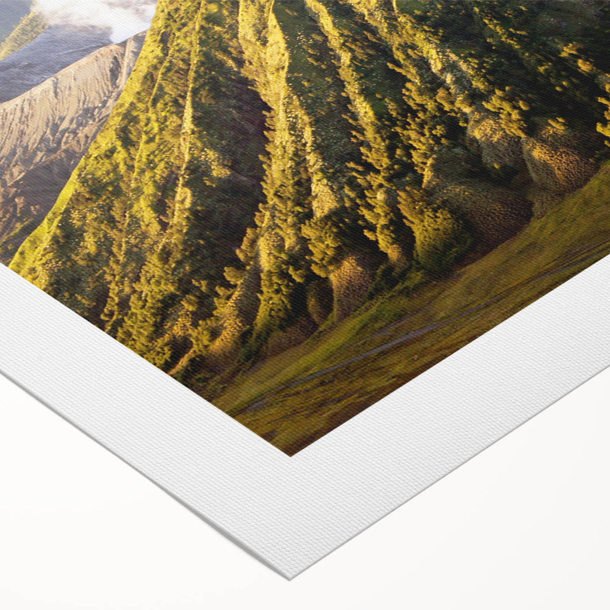 Rolled canvas art depicting a vibrant volcano landscape with bold colors and dynamic textures, ideal for home decor and art enthusiasts, showcasing nature's power.