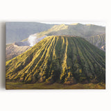Vibrant stretched canvas wall art depicting a stunning volcano landscape with rich colors and intricate details, perfect for home decor and adding a dramatic flair to any room.