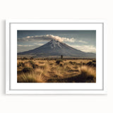 Framed wall art collection showcasing a vibrant volcano landscape design, featuring a white mat and sleek frame, perfect for home decor and nature enthusiasts.