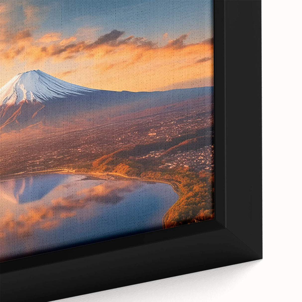 Framed canvas wall art showcasing a vibrant volcano landscape design with rich colors and intricate details, perfect for adding a dramatic touch to any room.