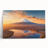 Stretched canvas wall art featuring a vibrant volcano landscape design, showcasing rich colors and dramatic contrasts, perfect for home decor.