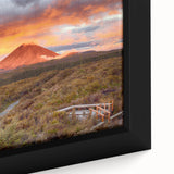 Framed canvas wall art featuring a vibrant volcano landscape design, showcasing vivid colors and intricate details, perfect for enhancing home decor.