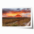 Vibrant landscape wall art print showcasing a dramatic volcano scene with vivid colors and intricate details, perfect for home decor or art collection. The rolled print is designed for easy framing and display, enhancing any interior space with a touch of natural beauty and adventure.