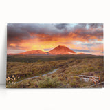 Stretched canvas wall art featuring a vibrant volcano landscape design, showcasing vivid colors and dynamic textures, perfect for modern home decor and art enthusiasts.