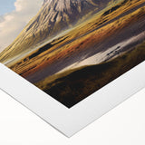 Vibrant rolled canvas wall art showcasing a stunning volcano landscape design, featuring rich colors and intricate details, perfect for home decor and art enthusiasts.