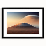Framed black wall art showcasing a vibrant volcano landscape design, featuring bold colors and intricate details, perfect for modern home decor.