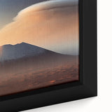 Framed canvas close-up of a vibrant volcano landscape design, showcasing rich colors and intricate details, perfect for modern home decor or art enthusiasts.