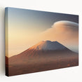 Stretched canvas wall art featuring a vibrant volcanic landscape design, showcasing fiery colors and dramatic mountain details, perfect for home decor.