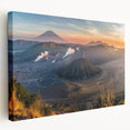 Vibrant stretched canvas wall art depicting a dramatic volcano landscape with vivid colors and dynamic textures, perfect for adding a bold statement to any room.