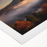 Vibrant rolled canvas showcasing a dramatic volcanic landscape design, featuring rich colors and dynamic textures, perfect for enhancing home decor.