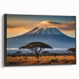 Framed canvas wall art showcasing a striking black and white volcano landscape design, ideal for modern decor. Perfect for adding a dramatic touch to any room.