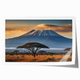 Vibrant rolled canvas print of a stylized volcano landscape, showcasing rich colors and bold designs, ideal for home decor or art collection, carefully rolled for shipping.