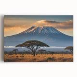 Stretched canvas wall art featuring a vibrant volcano landscape design, showcasing bold colors and intricate details, perfect for home decor or office spaces.