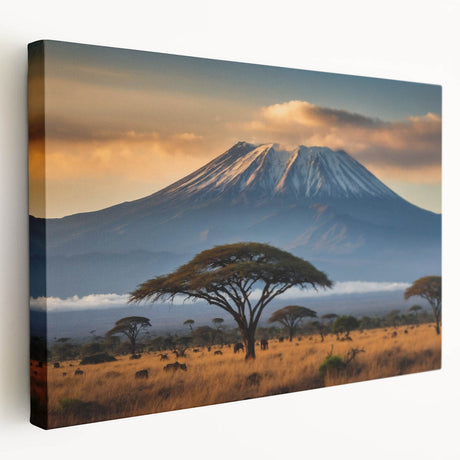 Stretched canvas artwork showcasing a vibrant volcano landscape design with rich colors and intricate details, perfect for home decor and art enthusiasts.