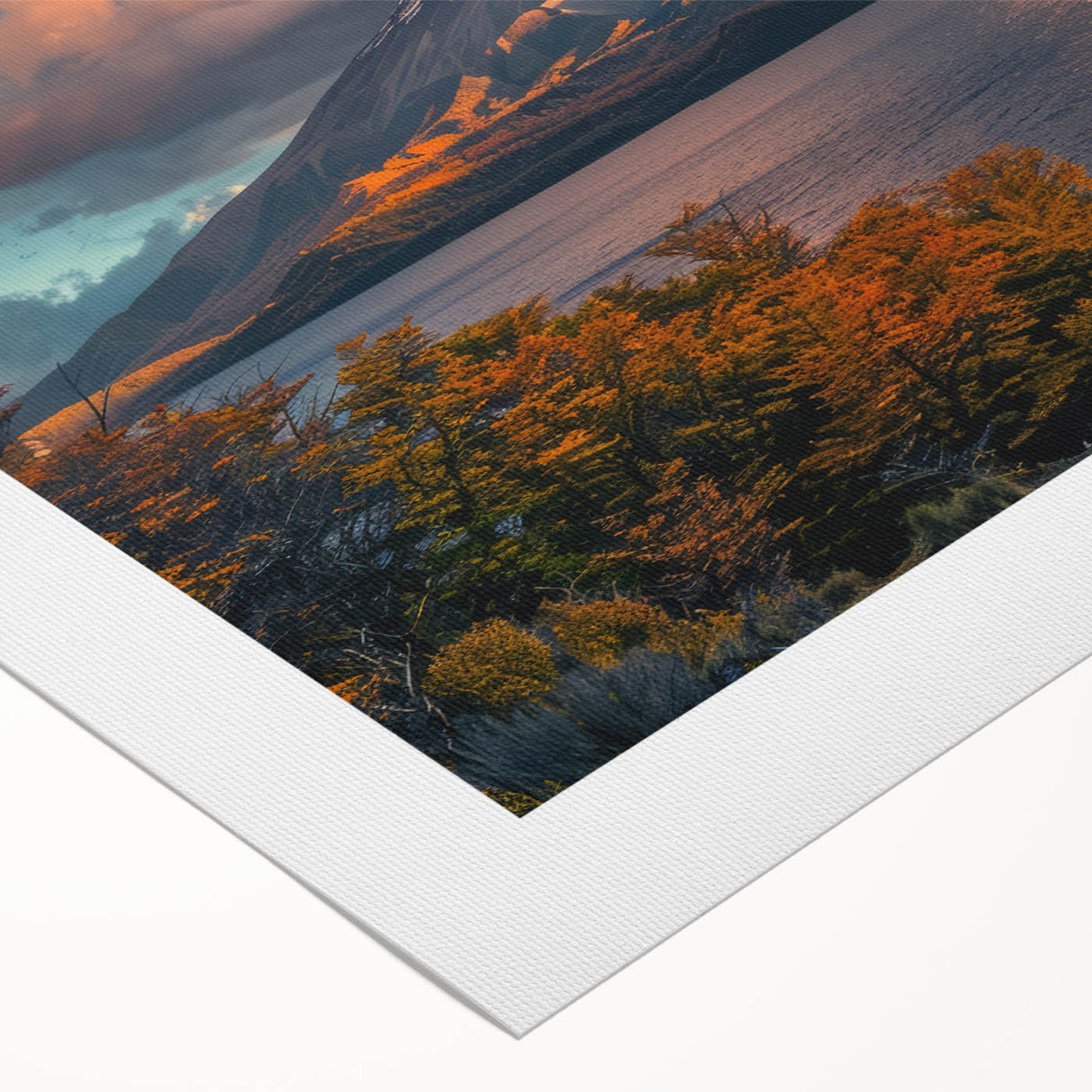 Vibrant rolled canvas depicting a stunning volcano landscape with bold colors, perfect for home decor, showcasing dramatic natural beauty in a stylish design.