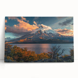 Stretched canvas wall art showcasing a vibrant volcano landscape, featuring rich colors and dramatic textures, perfect for enhancing modern home decor.