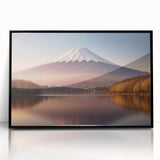 Framed acrylic wall art featuring a vibrant volcano landscape design with striking colors, perfect for modern home decor. Black frame enhances visual impact.